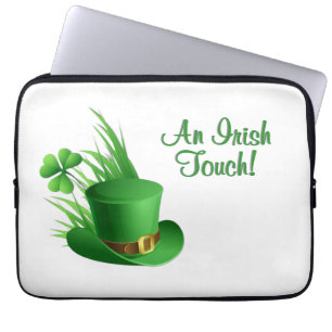 Housse Pour Ordinateur Portable Une touche irlandaise Chapeau de lutin au trèfle d