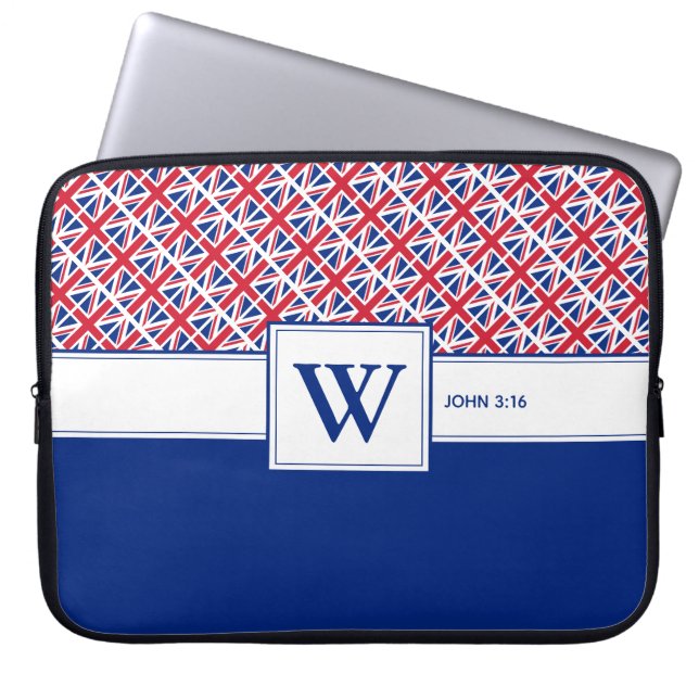Housse Pour Ordinateur Portable UNION JACK Monogram Custom Christian UK (Devant)