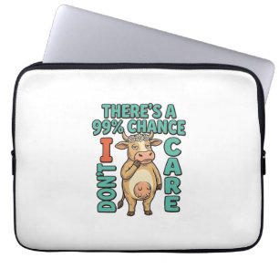 Housse Pour Ordinateur Portable Vache drôle 99% de chance que je m'en fiche Graphi