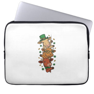Housse Pour Ordinateur Portable Vaches empilées mignonnes St Patrick Gravure vinta