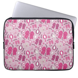 Housse Pour Ordinateur Portable Vaches romantiques roses et Roses