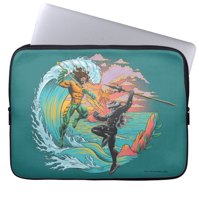 Housse Pour Ordinateur Portable Vague marémotrice Aquaman & Black Manta (Devant)