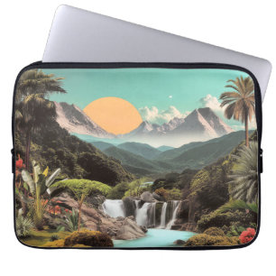 Housse Pour Ordinateur Portable Vallée Tropicale Surréelle Avec Cascades