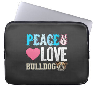 Housse Pour Ordinateur Portable Vecteur Peace Love Bouledogue