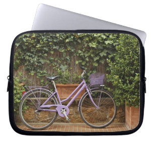 Housse Pour Ordinateur Portable Vélo garé, Pienza, Italie, Toscane