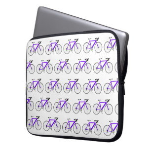 Housse Pour Ordinateur Portable Vélo Violet Sur Blanc
