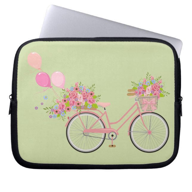 Housse Pour Ordinateur Portable Vélo Whimsical Rose (Devant)