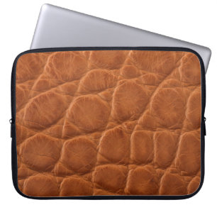Housse Pour Ordinateur Portable Véritable texture en cuir d'alligator brun brun br