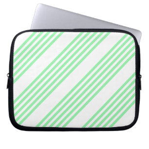 Housse Pour Ordinateur Portable Vert et blanc cinq bandes motif