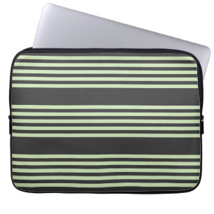 Housse Pour Ordinateur Portable Vert pâle et beige cinq rayures motif