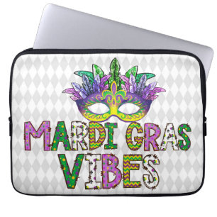 HOUSSE POUR ORDINATEUR PORTABLE VIBES MARDI GRAS VERT VERT PURPLE