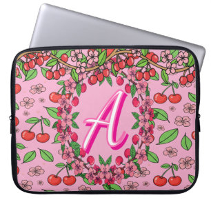 Housse Pour Ordinateur Portable Vibes Rouges Cerise Kawaii, esthétique féminine mi