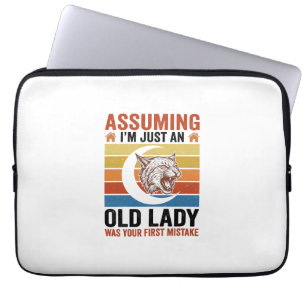 Housse Pour Ordinateur Portable Vieux Chat Sauvage Vintage Design de T-Shirt Drôle