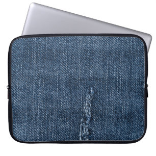 Housse Pour Ordinateur Portable Vieux denim déchiré : texture de jeans.