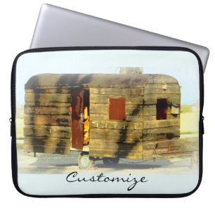 Housse Pour Ordinateur Portable Vintage classique patiné caravane en bois