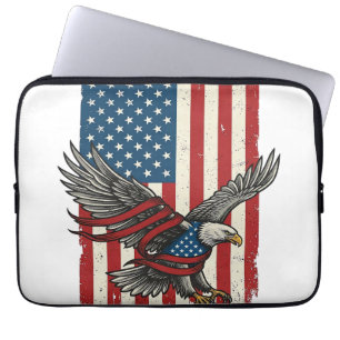 Housse Pour Ordinateur Portable Vintage Eagle Flag Vector Patriotic Shirt Design_1