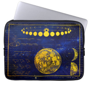 Housse Pour Ordinateur Portable Vintage Phases of the Moon Saturn Jupiter Venus