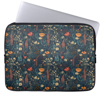 Housse Pour Ordinateur Portable Vintage, rétro, floral, champ de fleur sauvage