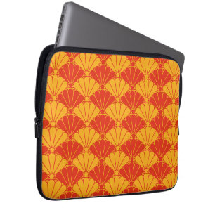 Housse Pour Ordinateur Portable Vintage rouge jaune Kiku Chrysanthemum Mon Motif
