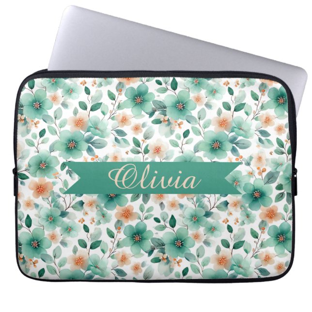 Housse Pour Ordinateur Portable Vintage Spring Green Floral Personalized (Devant)