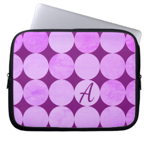 Housse Pour Ordinateur Portable Violet, Violet Magenta et Cercles roses Monogramme