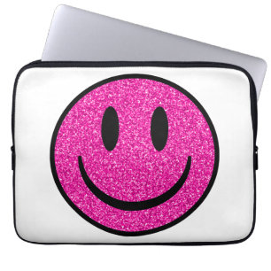 Housse Pour Ordinateur Portable Visage de sourire rose Parties scintillant