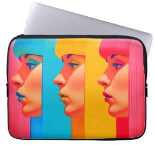 Housse Pour Ordinateur Portable Visages Colorés Profils Latéraux Multicolores Vibr