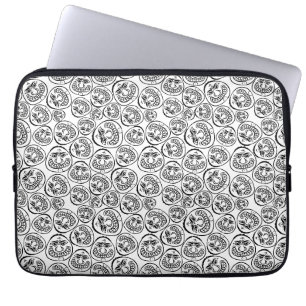 Housse Pour Ordinateur Portable Visages lunaires : Cartoon noir et blanc jouant