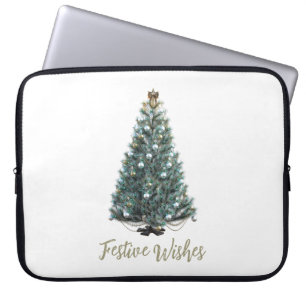 Housse Pour Ordinateur Portable Vœux de fête. Conception d'arbre de Noël