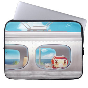 Housse Pour Ordinateur Portable Voyage en train avec chat