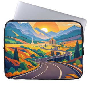 Housse Pour Ordinateur Portable Voyage Pittoresque coloré aventures sur route sinu