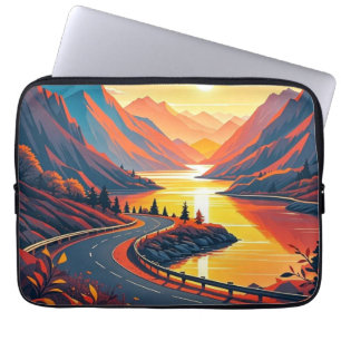 Housse Pour Ordinateur Portable Voyage pittoresque sur route sinueuse, couchers de