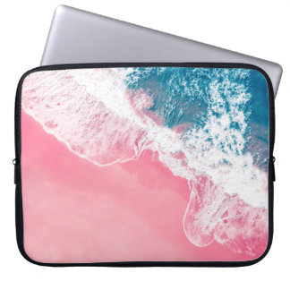 Housse Pour Ordinateur Portable Vue aérienne d'une plage de sable rose en Nouvelle