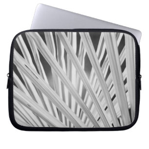 Housse Pour Ordinateur Portable Vue en noir et blanc de frondes de palmiers