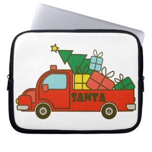 Housse Pour Ordinateur Portable Vue latérale du camion père Noël Joyeux Noël