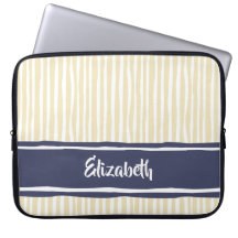 Wavy Painterly Stripes Navy and Cream With Name