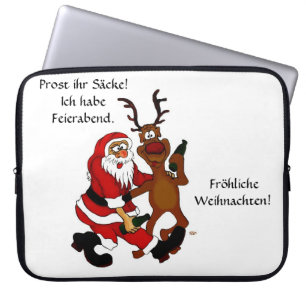 Housse Pour Ordinateur Portable Weihnachtsmann mit Elch - Prost ihr Säcke!