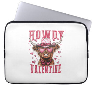 Housse Pour Ordinateur Portable Western Howdy Highland Cow Valentines Day Highland