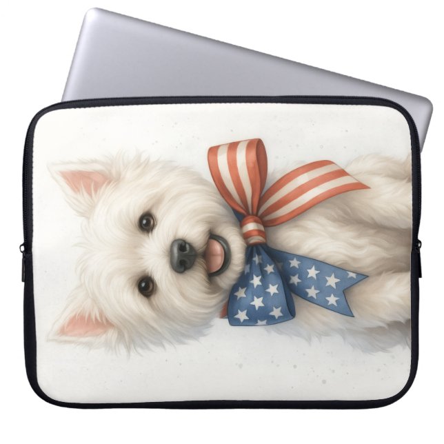 Housse Pour Ordinateur Portable Westie patriotique (Devant)