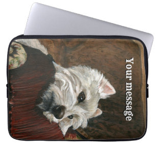 Housse Pour Ordinateur Portable Westie sur canapé
