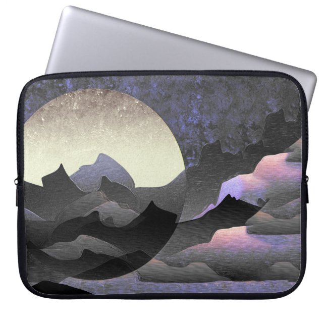Housse Pour Ordinateur Portable Whimsical Moon and Mountains Abstract Art (Devant)