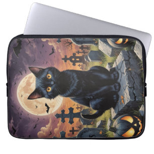 Housse Pour Ordinateur Portable Whiskers of the Witching Hour - Chat noir