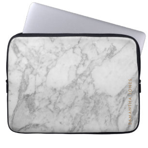 Housse Pour Ordinateur Portable White Carrara Marble Gold Classic Personalised