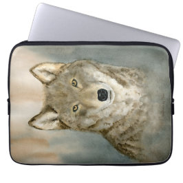 Housse Pour Ordinateur Portable Wolf in the Mist Watercolor