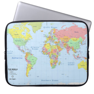 Housse Pour Ordinateur Portable World Map Add Name Padded Laptop Sleeve