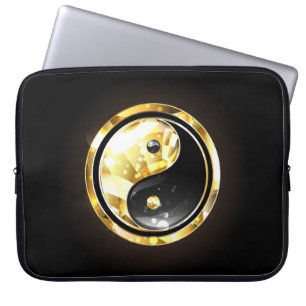 Housse Pour Ordinateur Portable Yin Yang or sur noir
