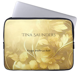 Housse Pour Ordinateur Portable Yoga or fleurs nom personnalisé