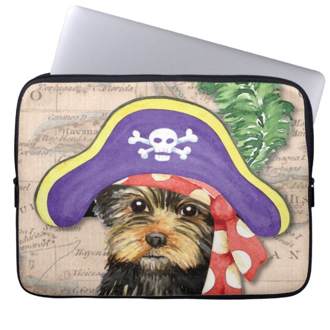 Housse Pour Ordinateur Portable Yorkie Pirate (Devant)