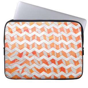 Housse Pour Ordinateur Portable Zebra Chevron orange et blanc