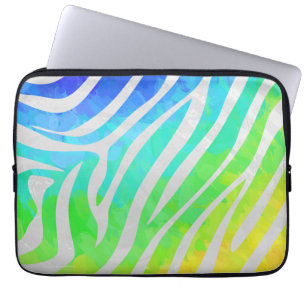 Housse Pour Ordinateur Portable Zebra Rainbow et White Print